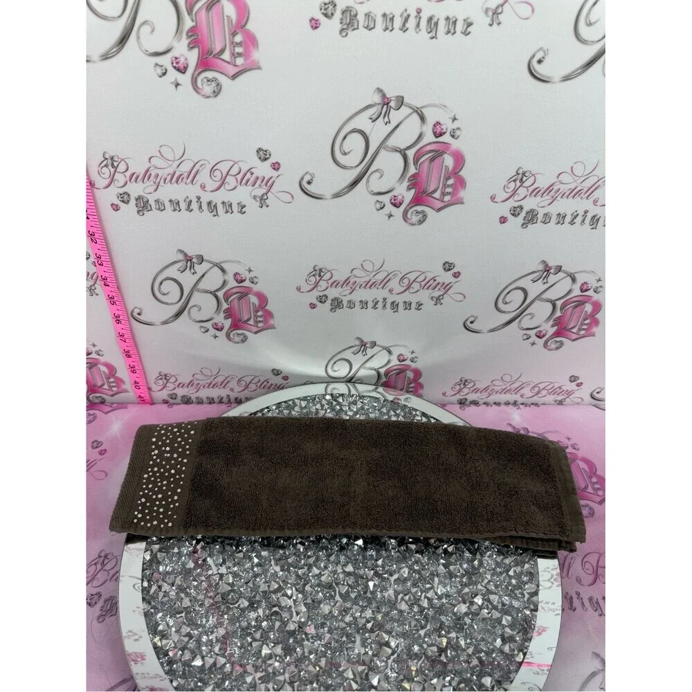 Bella Luxx grey Hand Towel with Rhinestone Accent
